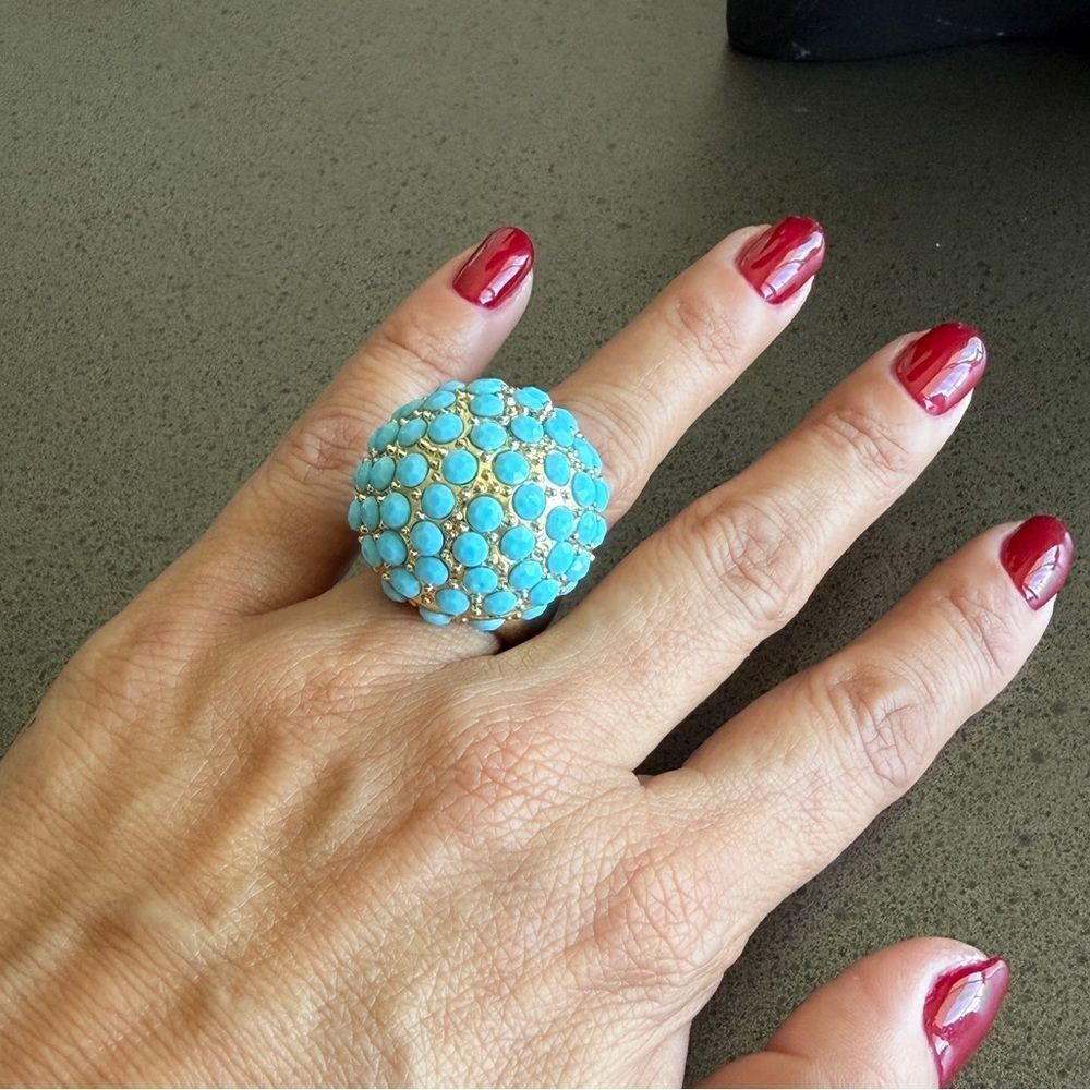 Bold Chunky Turquoise Cabochon Statement Rings - Picture 7 of 9